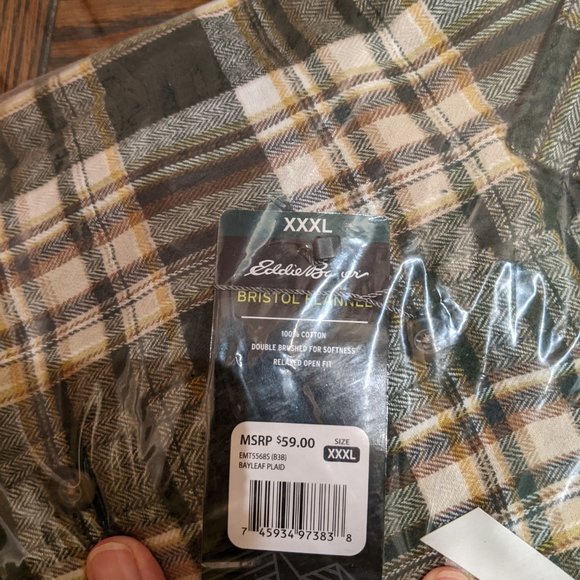 Eddie Bauer Bristol Flannel Relaxed Open Fit 100% Cotton Size XXXL NEW WITH TAGS - Picture 6 of 8